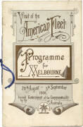 GREAT WHITE FLEET: Group of booklets pertaining to the U.S. Navy visits to Australia in 1908 & 1925. Noted "Programme for Melbourne 29th Aug to 5th Sept 1908" & "Australia Greets America, Souvenir Programme Visit of the American Fleet To Australian Waters