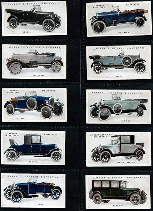 CARS, BIKES & TRAINS: 1923-93 collection in 3 albums, noted 1923 Lambert & Butler "Motor Cars, 2nd Series" [25]; 1936-37 Players "Motor Cars, A Series" [50] & "Motor Cars, 2nd Series" [50]; 1924 Wills "Railway Engines" [50]; 1937 Gallaher "Trains of the W