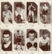 c1935-67 cigarette & trade cards in album, noted 1938 Churchman "Boxing Personalities" [47/50]; 1935 Wills "Association Footballers" [49/50]; 1938 Churchman "Association Footballers" [49/50]. Fair/VG.