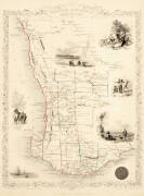 JOHN TALLIS: "New South Wales", "Part of South Australia", "Van Diemen's Island or Tasmania" & "Western Australia, Swan River", engraved maps (4) [London, 1851] with beautiful engraved vignettes (including Aborigines) & hand-coloured outlines, each 27x37c - 4