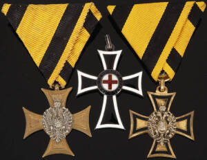 MARIAN (Neck) Cross awarded to christians of noble blood for merit while volunteering for hospitals of the German Order; Military Service Cross 2nd class (for 40 years service, later 35 years, Officer's only); Military Service Cross 3rd class (awarded onl