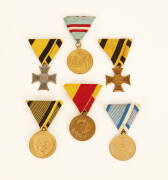 Collection of Austro-Hungarian Medals: "200 year infantry regiment"; Bosnia-Herzegovina commemoration; Sea Voyage medal 1910-12; Sign of Honour (40 years service); Commemoration Cross 1912-13; Military Service Cross 3rd class (2 variations); 1873 War Meda