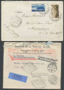 Mostly foreign mail to Australia with strong 1930s to WWII content from Europe including Spanish Civil War censor mail, 1931 from Switzerland with perfins to 1fr x2, 1938 airmail from Eritrea, WWII cnesored airmails from Costa Rica & Yugoslavia, etc, also - 5