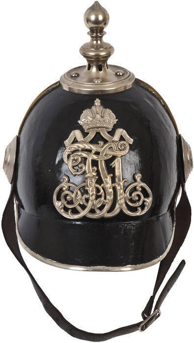 PICKELHAUBE: Austro-Hungarian c1850 from the 10th Yaeger Batallion, also known as "Kopal Yaeger", famous for their churchyard defence in the Battle of Santa Lucia, May 6th 1848. VG condition.