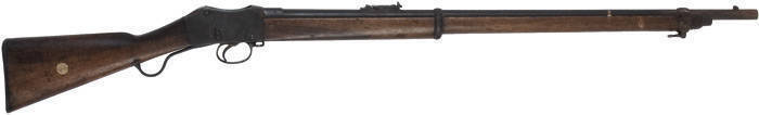 Martini Enfield MK.III .577-450 caliber rifle with original Enfield markings, receiver dated 1883. VG condition.