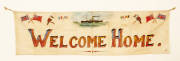 MILITARY: Books (14) including "Official History of Australia in the War of 1914-18" Volumes 1, 3, 7, 8 & 12; WW1 hand-painted "Welcome Home" banner (85x25cm); 1919 Victory ceramics; postcards (9); photographs (70); ephemera (19) including War Savings Sta