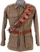 Australian Corps of Signals: WW2 Tunic with brass buttons, lapel badges and patches; bandolier and accoutrement; Formal dress uniform complete with jacket, trousers, waistcoat, suspenders and shirt (unassociated), and lapel badges; Beret and soft cap. G/V