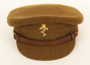 Australian Army Officers caps: "Australian Corps of Signals" (2) with cap badges, noted: one by Herbert Johnson of London for Henry Buck with Royal Warrant. Mid 20th century and in VG condition.