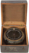 WW2 NAVIGATION EQUIPMENT: This interesting collection includes a P4 aeronautical pilots on-board compass from the mid-1930's, with original wooden box, serial number 21451B; Australian Navy lantern signalling portable electric, Serial 4298, R.J Parsons En