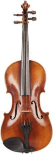 VIOLIN: Antique German trade violin with label "WILHELM MAIER Lehrer und Geigenbauer Breitenfeld anno 1902", restored with case. VG condition.
