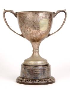 BASEBALL: Silver-plated trophy cup (silver worn), engraved "Harrison Lecke Trophy, Interstate Championship of Minor League Baseball, Perpetual Competition" with 1956-1968 winners also engraved (Victoria won 10 times, South Australia 3 times). Also Victori