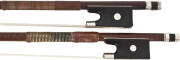 BOWS: 2 European violin bows, both rehaired & restored. VG condition.