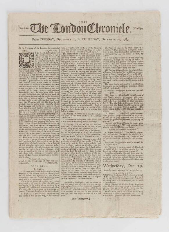 BOXING LITERATURE, noted 1787-89 London newspapers (6) with boxing related articles; books "Fights For The Championship; and Celebrated Prize Battles" by Dowling [London, 1855]; "Fistiana, or The Oracle of the Ring" by Dowling [London, 1859]. Fair/Good co