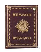 MELBOURNE CRICKET CLUB: 1899-1900 Member's Season Ticket, brown leather cover with gilt MCC logo & "Season 1899=1900" on front. No.3295 A.W.Scott Esq. Fair/Good condition.