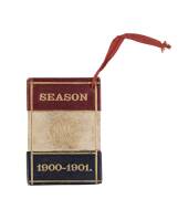 MELBOURNE CRICKET CLUB: 1900-1901 Member's Season Ticket, red, white & blue leather cover with gilt MCC logo & "Season 1900-1901" on front. No.943 A.W.Scott Esq. Fair/Good condition.