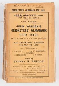 "Wisden Cricketers' Almanack for 1903", original paper wrappers. Fair condition (spine broken so pages loose).
