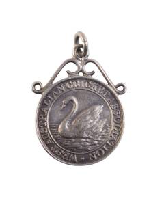 WACA: Medal with swan & text "West Australian Cricket Association", with on reverse cricket bat & stumps with "Life Member".