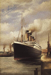 "TITANIC": Modern postcards, one with "80th Anniversary, Maiden Voyage, Southampton 10 April 1992" postmark, signed by survivor Eva Hart; other with "85th Anniversary R.M.S.Titanic Maiden Voyage" postmark, signed by last survivor Millvina Dean. VG conditi