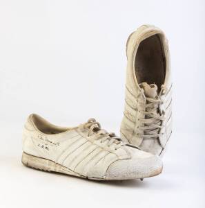 RAY ILLINGWORTH, pair of "adidas" Cricket Boots, one signed "Ray Illingworth 8.3.71", while Illingworth was captain of England. [Ray Illingworth played 61 Tests 1958-73].