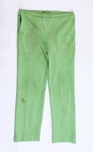 IMRAN KHAN'S PAKISTAN ODI TROUSERS, believed to be from their victorious 1992 World Cup, named inside waistband "Imran". Good match-used condition. [Imran Khan played 88 Tests & 175 ODIs 1971-92, the highlight of his career came when he led Pakistan to vi