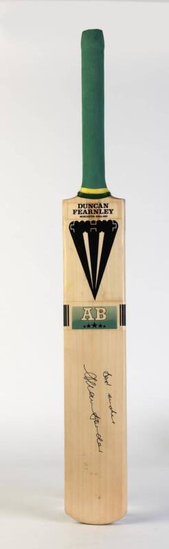 ALLAN BORDER, signature on full size "Duncan Fearnley - AB" Cricket bat.