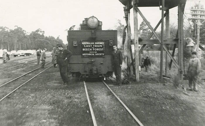 Photographs, ex the Norm de Pomeroy collection, from three signficant rail tours: 20 x last train to Thorpdale, 1958; 11 x last train to Beech Forest, 1962; 21 x Nowingi-Millewa South line, 1974.