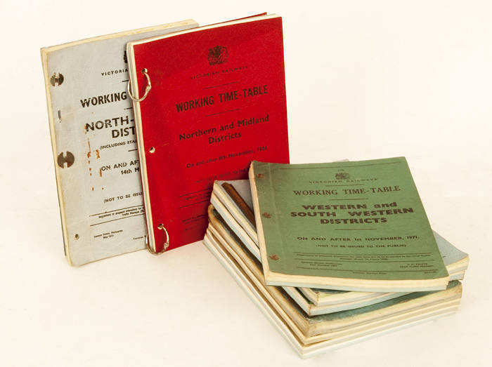 VR & V/Line Working Timetables & Master Train Plans, 1971-1991, all regions, plus system-wide MTPs. Just a little duplication. An excellent resource for studying changes to the system over these 20 years.