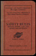 BOOKS: collection of US OPERATING & INSTRUCTION MANUALS: "C&NW Railway Co Safety Rules" (1944); Canadian Pacific "Summary of Motive Power & Rolling Stock Equipment" (1956 & 1965 editions); "Formula for Scientific Freight Train Rating (1911); Instructions