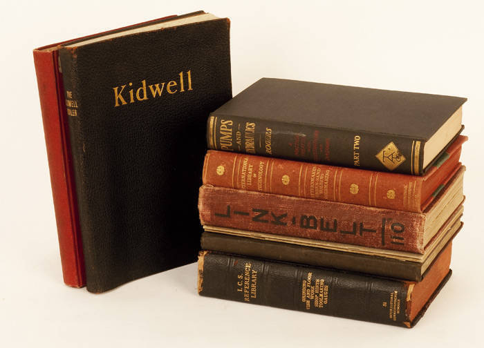 BOOKS: collection of early & interesting US manuals, etc. Noted: "Grinding Vise & Floor Work, Shop Hints, Toolmaking Gauges" (1905); "The Kidwell Two-Flow Ring-Circuit Water Tube Boiler" (1923); "Mill Mine & Railway Supplies" (1922); "Patternmaking Equipm