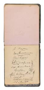 c1928-29 Australian team, autograph book containing page with 12 signatures including Don Bradman, Bill Woodfull, Jack Ryder & Archie Jackson. No other signatures of note in autograph book.