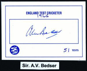 INTERNATIONAL TEST CRICKETERS: Signed 'Test Player' cards (93), c1931-2010, noted Sir Alec Bedser, Mark Butcher, Rod Marsh, Mark Waugh, Michael Holding, Lance Gibbs, Alan Donald, Gary Kirsten, Harbhajan Singh, Sir Richard Hadlee, Walter Hadlee, Muttiah Mu