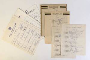 INDIA: Official team sheets for tours to Australia & NZ, noted 1967-68 (2), 1976 (2), 1990, 1992 World Cup & 1994. (Total 7 items).