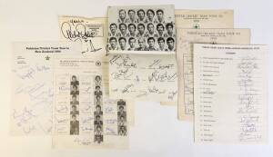 PAKISTAN: Team sheets/pages, noted 1972-73 (2 different), 1979 (2), 1987, 1989 & 1994. (Total 7 items).