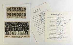 1973 England v West Indies, England 1st Test team sheet with 12 signatures including Ray Illingworth, Geoff Boycott & Tony Greig; West Indies team sheet with 19 signatures including Rohan Kanhai, Lance Gibbs & Clive Lloyd.