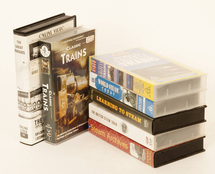 VIDEOS. Collection of 116 videos, predominantly UK but some from Australia & other places. Some of these were pricey and hard-to-get when new. Includes complete sets. Also three boxes of books and other miscellaneous material.