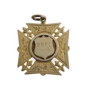 BRFC: 9ct gold fob, engraved on front "B.R.F.C./ 1899", and engraved on reverse "T.Sherrif".