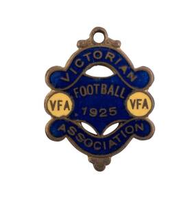 VFA: 1925 Victorian Football Association membership badge, numbered "66" on reverse, made by Bentley.