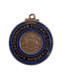 SANDRINGHAM: Badge "Sandringham Football Club - Life Member", engraved on reverse "Foundation/ 3/ Member".