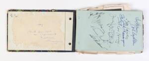 GEELONG: c1956 Autograph book with c82 signatures, noted two pages with c24 signatures of Geelong players including Reg Hickey, Peter Pianto, Neil Trezise & Fred Flanagan; also range of 1956 Olympians.