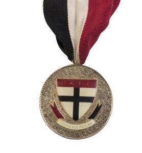 ST.KILDA: Medal with Premiership cup & text "St.Kilda Football Club, 1966, V.F.L. Premiers", with on reverse St.Kilda logo in colour, and with red, white & black ribbon.