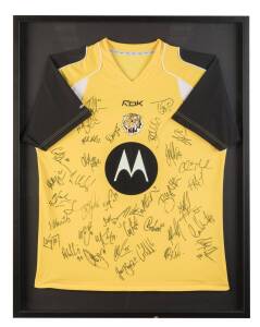 RICHMOND: c2006 Motorola training jumper with c39 signatures, framed & glazed, overall 73x93cm.