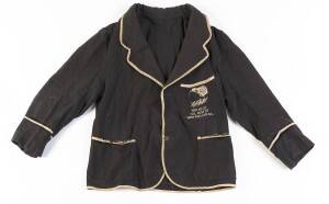 BILL DAVIDSON'S KIWIS BLAZER, black wool with Kiwi, silver fern & "1919 20 21/ DEL 1930 37/ NEW ZEALAND R.L" embroidered on pocket. Poor/Fair condition. [Bill Davidson played 2 Tests for New Zealand 1919-21 and later served as an administrator in league, 