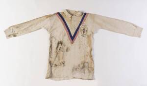 BILLY BOSTON'S 1962 GREAT BRITAIN JERSEY, with "Great Britain/ 1962/ Rugby League Tour" badge on left breast, number "3" on reverse. Poor/Fair match used condition. [Billy Boston played 31 Tests for Great Britain 1954-62].