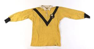 NORTH ISLAND RUGBY LEAGUE JERSEY, yellow with black "V" and "(kiwi)/North" badge on left breast, number "9" on reverse, player unknown, c1960s. Good match-used condition.