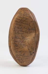 1967 AUSTRALIA v KIWIS, "Rugby League" football endorsed "1967 Australia" & "1967 NZ Kiwis", signed by teams for all 3 Tests, with c87 signatures.