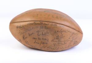 1969 AUSTRALIA v KIWIS, "Ces Mountford" football endorsed "Australian Test Team 1969" & "New Zealand Test Team 1969" with c40 signatures.