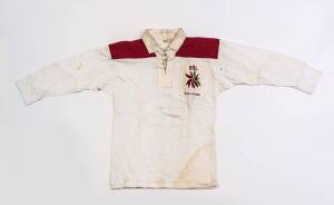 JOHN GRANT'S RUGBY LEAGUE JERSEY, white with red shoulders, and "BRL/ T.& L.Cup 1970" badge on left breast, number "2" on reverse. Good match-used condition. [John Grant played 7 matches for Queensland & 3 for Australia 1972-73. He was named as the inaugu