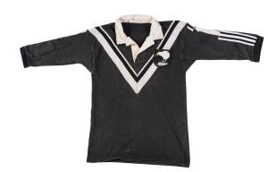 NEW ZEALAND "KIWIS" JERSEY, black with white "V" and "(kiwi)/ (fern)" badge on left breast, number "1" on reverse, player unknown. Good match-used condition. 