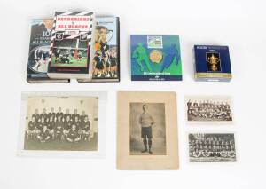 RUGBY COLLECTION, noted "The Wellington Rugby Union Football Album 1897"; c1900 unidentified photo of a footballer by London Stereoscopic Co.; postcards of c1906 & 1912-13 South African teams; album of reprinted photos (38); team photo of 1938 Springboks;