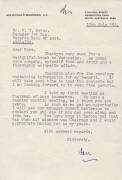 DON BRADMAN, letter dated 15th July.1982 to Norm Bevan on "Sir Donald Bradman A.C." letterhead, signed "Don".